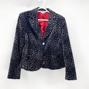 Georgiou 90s leopard print black grey classic single button velvet size 8